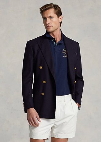 Polos Ralph Lauren de malla con escudo y corte clásico para hombre en azul marino