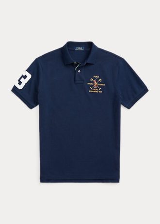 Polos Ralph Lauren de malla con escudo y corte clásico para hombre en azul marino