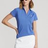 Polos Ralph Lauren de malla con tapeta festoneada para mujer en azul Polos Ralph Lauren de malla con tapeta festoneada para mujer en azul