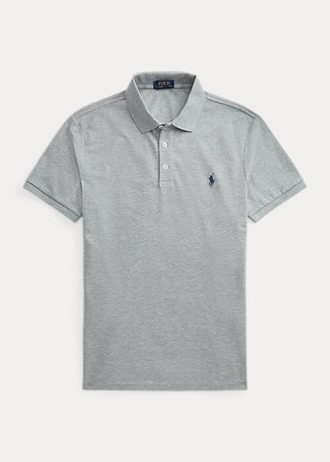 Polos Ralph Lauren de malla elástica de corte entallado personalizados para hombre en gris Polos Ralph Lauren de malla elástica de corte entallado personalizados para hombre en gris
