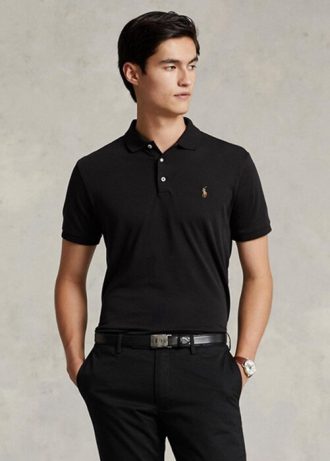 Polos Ralph Lauren negros de algodón suave y ajustados para hombre