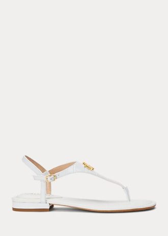 Sandalias blancas de piel con relieve Ellington de Ralph Lauren para mujer