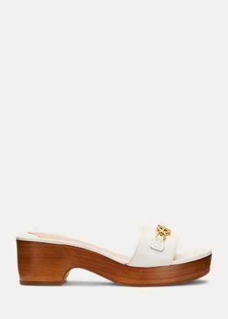 Sandalias blancas de piel napa Ralph Lauren Roxanne para mujer