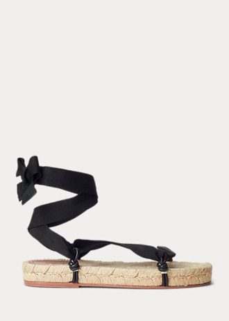 Sandalias con cordones Ralph Lauren negras para mujer