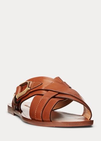 Sandalias con estribo de piel de becerro Jacie de Ralph Lauren para mujer, color marrón
