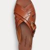 Sandalias con estribo de piel de becerro Jacie de Ralph Lauren para mujer, color marrón Sandalias con estribo de piel de becerro Jacie de Ralph Lauren para mujer, color marrón
