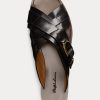 Sandalias con estribo de piel de becerro Jacie de Ralph Lauren para mujer, color negro Sandalias con estribo de piel de becerro Jacie de Ralph Lauren para mujer, color negro