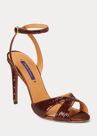 Sandalias con lentejuelas Kandice de Ralph Lauren para mujer en color marrón