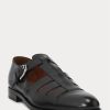 Sandalias de pescador Ralph Lauren de piel de becerro bruñida para hombre, color negro