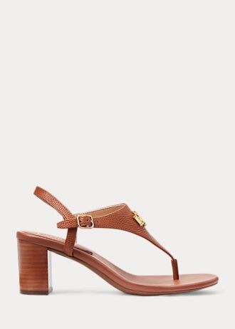 Sandalias de piel abatanada Ralph Lauren Westcott II para mujer en color marrón