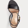 Sandalias de piel bruñida Ralph Lauren Gwen para mujer, color negro Sandalias de piel bruñida Ralph Lauren Gwen para mujer, color negro