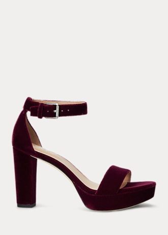 Sandalias de terciopelo Ralph Lauren Sylvia para mujer en color fucsia