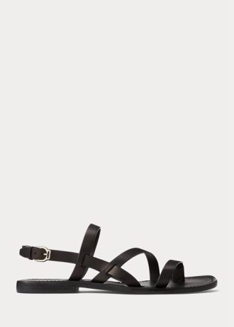 Sandalias negras de piel de becerro Carlion de Ralph Lauren para hombre