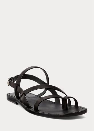Sandalias negras de piel de becerro Carlion de Ralph Lauren para hombre