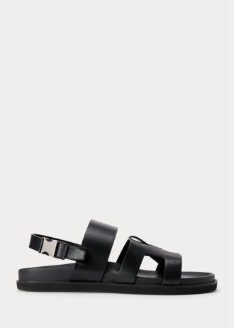 Sandalias Ralph Lauren Biorn de piel de becerro negras para hombre