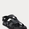 Sandalias Ralph Lauren Biorn de piel de becerro negras para hombre