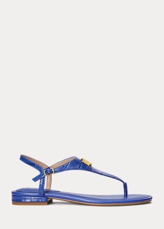 Sandalias Ralph Lauren Ellington de piel con relieve para mujer en color azul Sandalias Ralph Lauren Ellington de piel con relieve para mujer en color azul