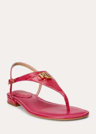 Sandalias Ralph Lauren Ellington de piel con relieve para mujer en color fucsia Sandalias Ralph Lauren Ellington de piel con relieve para mujer en color fucsia
