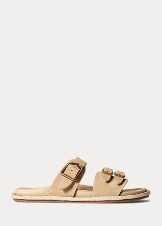 Sandalias Ralph Lauren Ezra de ante de becerro para mujer en color caqui Sandalias Ralph Lauren Ezra de ante de becerro para mujer en color caqui