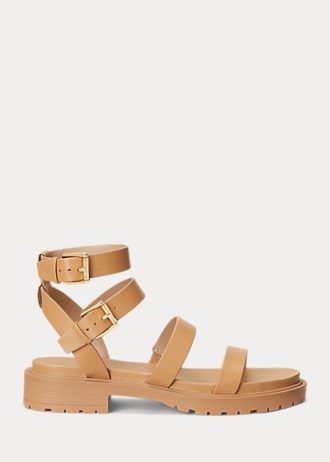 Sandalias Ralph Lauren Kayleen de piel napa para mujer en amarillo claro
