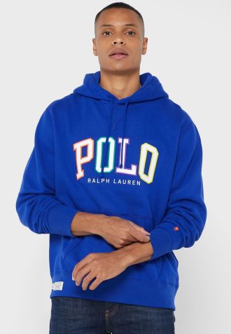 Sudadera con capucha azul con el logotipo de Ralph Lauren para hombre