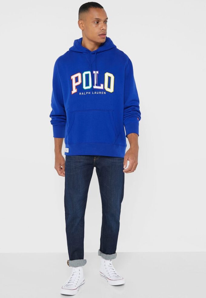 Sudadera con capucha azul con el logotipo de Ralph Lauren para hombre Sudadera con capucha azul con el logotipo de Ralph Lauren para hombre