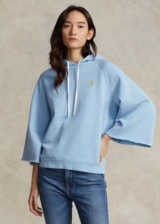 Sudadera con capucha de polar con puños cortados de Ralph Lauren para mujer en azul