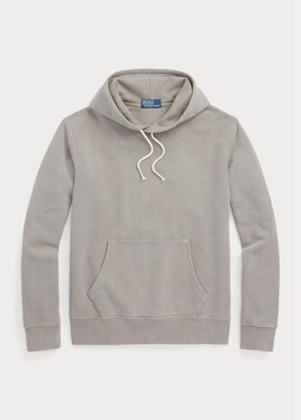 Sudadera con capucha de polar de algodón orgánico Ralph Lauren gris para hombre