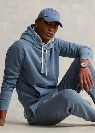 Sudadera con capucha de polar de algodón orgánico Ralph Lauren para hombre en azul