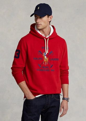 Sudadera con capucha de polar Ralph Lauren Big Polo Crest para hombre, color rojo