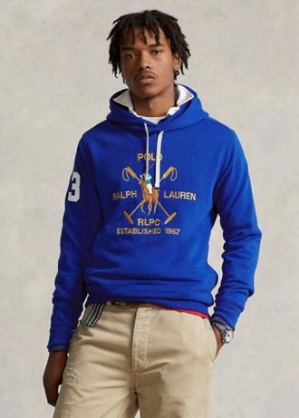 Sudadera con capucha de polar Ralph Lauren Big Polo Crest para hombre en azul