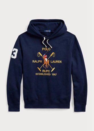 Sudadera con capucha de polar Ralph Lauren Big Polo Crest para hombre en azul marino