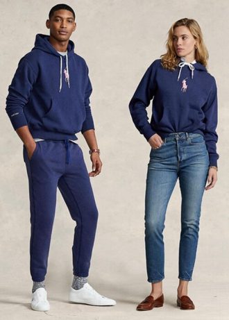 Sudadera con capucha de polar Ralph Lauren Pink Pony para hombre, color azul marino