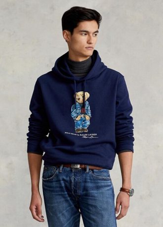 Sudadera con capucha de polar Ralph Lauren Polo Bear para hombre en azul marino