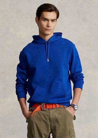 Sudadera con capucha de punto doble Ralph Lauren azul para hombre