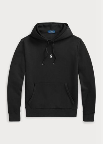 Sudadera con capucha de punto doble Ralph Lauren negra para hombre