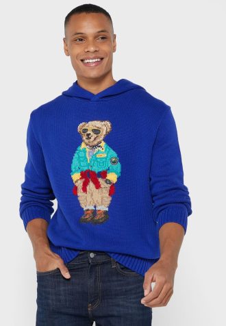 Sudadera con capucha gráfica Ralph Lauren azul para hombre