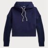 Sudadera con capucha híbrida Ralph Lauren de corte cuadrado y mangas largas para mujer en azul marino Sudadera con capucha híbrida Ralph Lauren de corte cuadrado y mangas largas para mujer en azul marino