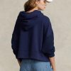 Sudadera con capucha híbrida Ralph Lauren de corte cuadrado y mangas largas para mujer en azul marino Sudadera con capucha híbrida Ralph Lauren de corte cuadrado y mangas largas para mujer en azul marino
