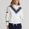 Sudadera con capucha polar Ralph Lauren para mujer, color blanco, para el Abierto de Australia de críquet Sudadera con capucha polar Ralph Lauren para mujer, color blanco, para el Abierto de Australia de críquet