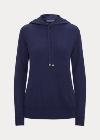 Sudadera con capucha Ralph Lauren de cachemira para mujer en color azul marino