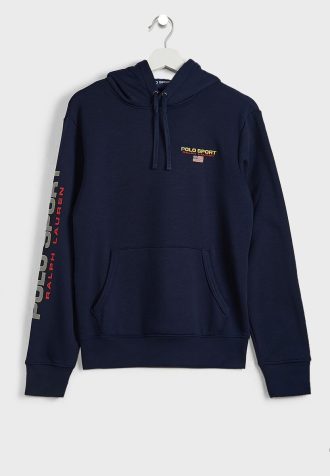 Sudadera con capucha y logo Ralph Lauren para hombre en azul marino