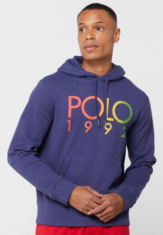 Sudadera con capucha y logotipo de Ralph Lauren para hombre en azul marino