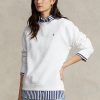 Sudadera con cuello redondo de polar Ralph Lauren blanca para mujer