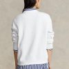 Sudadera con cuello redondo de polar Ralph Lauren blanca para mujer