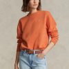 Sudadera con cuello redondo de polar Ralph Lauren naranja para mujer