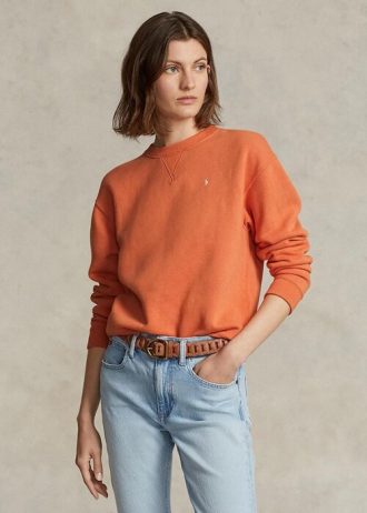 Sudadera con cuello redondo de polar Ralph Lauren naranja para mujer