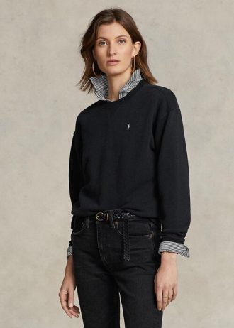 Sudadera con cuello redondo de polar Ralph Lauren negra para mujer