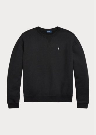 Sudadera con cuello redondo de polar Ralph Lauren negra para mujer