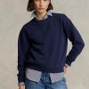 Sudadera con cuello redondo de polar Ralph Lauren para mujer en color azul marino Sudadera con cuello redondo de polar Ralph Lauren para mujer en color azul marino